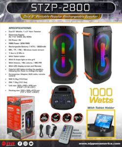 STUDIO Z BOCINA DOBLE 8” AMPLIFICADA (STZP-2800)