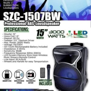 STUDIO Z BOCINA 15” AMPLIFICADA (SZC-1507BW)